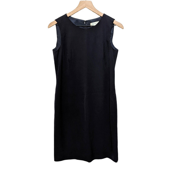 Austin Reed Womens Sleeveless Sheath Dress Size 4 Navy Blue 100% Worsted Wool - Picture 1 of 4